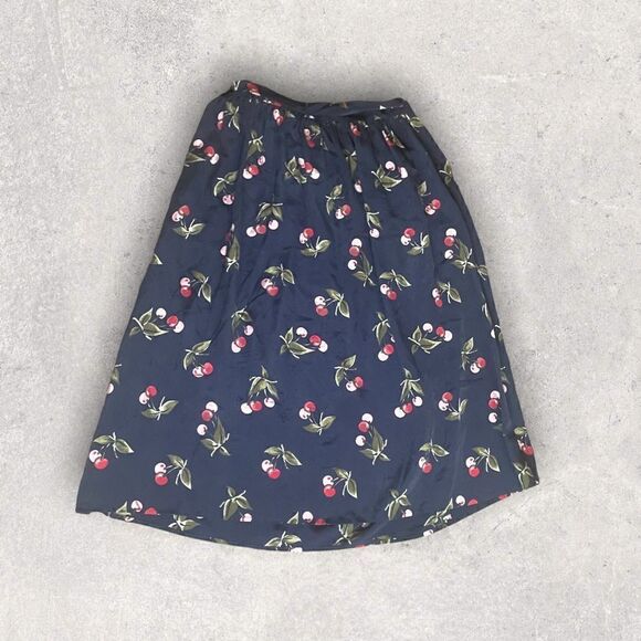 Joie | EUC Almudena Cherry Print Silk Wrap Skirt In Dark Navy Size Small - Picture 7 of 10